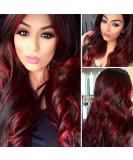 Sallcks Black Red Wig for Women Long Wavy Wig Highlights Layered Silky Middle Part 2 Tone Synthetic Cosplay Costume Wigs - Buy Online on GoSupps.com
