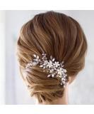 Unicra Crystal Bride Wedding Hair Comb - Silver Pearl Side Accessory for Women & Girls - Buy Online on GoSupps.com