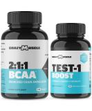 Crazy Muscle Bundle: Ultra Fast Recovery BCAA Pills & Testosterone Tablets - 120+90 Count for Optimal Performance - Buy Online on GoSupps.com