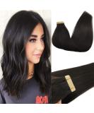 GOO GOO Tape in Hair Extensions Natural Black Real Human Hair Extensions Seamless Straight Human Hair Extensions 20pcs 50g 20inch, Natural black #1b 20 Inch (Pack of 1) #1b Natural black - Buy Online on GoSupps.com