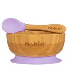 Bamboo Baby Weaning Suction Bowl and Spoon Set - Lilac | 350ml Capacity | BPA-Free Silicone | Toddler Mealtime Essentials - Buy Online on GoSupps.com