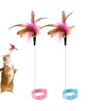2pcs Cat Collar Toy Silicone Cat Teasing Wand Adjustable Cat Feather Collar Toys with Bell Cat Interactive Teaser Toys for Indoor Cat Playing Training (Pink Blue) - Buy Online on GoSupps.com