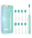 Dada-Tech Sonic Electric Toothbrush for Adults with 90% Rounded Bristles 5 Cleaning Modes 2-Minute Timer and 9 Replacement Reminder Brush Heads (Green) - Buy Online on GoSupps.com