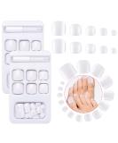 48pcs Square Short False Toenails with Nail Glue - Full Cover Acrylic Fake Toe Nail Tips for Women and Girls (White) - Buy Online on GoSupps.com