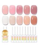 OPUIU Jelly Gel Nail Polish Set  10 Colors Nude Gel Polish Kit Neutral Milky White Sheer Light Pink Natural Gel Polish Transparent Red Shimmer Gel Nail Polish  Soak Off UV Translucent Nail Polish Gel Salon Manicure DIY H... - Buy Online on GoSupps.com