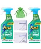 Flash Sparkling Home Spray Wipe Done 800ml Antibacterial Multi-Surface Cleaner Apple Blossom Scent 2 Pack + 2 x Cleaning Cloth + Organza Small Bag - Buy Online on GoSupps.com