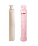 2L Long Hot Water Bottle with Cover - Wearable Extra Long Pouch for Body, Neck, Back & Shoulder - 72cm Full Length - Large Fluffy Hot Water Bag in Pink Red Knitting - for Girls, Men & Adults | UK - Buy Online on GoSupps.com
