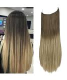 22 Straight Light Brown to Light Blonde Halo Hair Extensions - Heat Friendly Synthetic Hairpieces for Women - No Clip Secret Wire Headband - OMGREAT - Buy Online on GoSupps.com