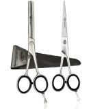 RUVANTI Professional Hair Cutting Scissors Kit - 6.5 Japanese Stainless Steel Barber Tools Set for Men and Women - Grey Thinning Shears Included - Buy Online on GoSupps.com