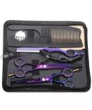 5.5 inch Purple Hair Cutting Scissors Set with Leather Case - Professional Barber Shears for Hairdressers and Home Use - Buy Online on GoSupps.com