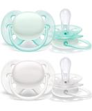 Philips Avent SCF210/03 Ultra Soft Pacifier for 0-6 Months - Arctic White/Green 2 Pack | International Shipping Available - Buy Online on GoSupps.com