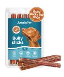 AmeizPet Bully Pizzle Stick For Dogs & Puppies 4 Pcs Long Lasting Dog Beef Meat Sticks Natural Dental Bully Sticks Dog Chew Treats For Training 12cm (4.7") 4 count (Pack of 1) - Buy Online on GoSupps.com
