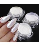 Gzmayuen Pearl White Chrome Nail Powder Set - 3PCS Aurora Pigment for Stunning Nail Art - Mirror Finish & Easy Application - Buy Online on GoSupps.com