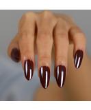Shop OIFEN Press On Nails - Almond Medium Chrome Burgundy Red | 30pcs Reusable Fake Nails with Nail Glue | Mahogany Glossy Finish - Buy Online on GoSupps.com