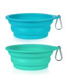 SLSON 2-Part Foldable Dog Bowls - Travel & Camping 600ml Lightweight Plastic for Dogs & Cats | Blue & Green - Buy Online on GoSupps.com
