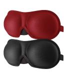 REEBENT 3D Sleep Mask - Washable Eye Mask for Women | Travel Blindfold with Pouch (BlackRed) - Buy Online on GoSupps.com