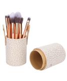 Portable PU Leather Makeup Brush Cup Holder - Travel Cosmetic Organizer - Apricot - Buy Online on GoSupps.com