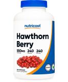 Nutricost Hawthorn Berry Capsules 550mg - 240 Vegetarian-Friendly, Non-GMO & Gluten-Free Capsules - Buy Online on GoSupps.com