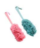2-Piece Long Handle Shower Sponge & Back Brush Set | Soft Skin Cleaning Sponges for Men & Women - Buy Online on GoSupps.com