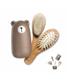 6-in-1 Baby Grooming Set Natural Wooden Hairbrush and Comb Nail Clippers Nail Scissors Nail File and Tweezers for Kids and Newborns in Nice Gift Box Bronze B - Buy Online on GoSupps.com