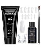Lofuanna Poly Nail Gel Set - 60ml White Nail Extension Gel Kit with Slip Solution Nail Form Brush & Glass Cup - Perfect for Beginners & Nail Art Designs - Buy Online on GoSupps.com