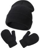 XYIYI Newborn Baby Winter Beanie Hat Mitten Set - Warm Knitted Hat Glove Set for Boys Girls 3-18 Months - Black2 - Buy Online on GoSupps.com