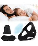 AWAVM 3-Piece Set of Adjustable Anti Snoring Chin Strap Eye Mask and Storage Bag V-Shaped Face Support Strap Effectively Solving Snoring Suitable for Men and Women's Anti Snoring Device - Buy Online on GoSupps.com