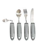 Extra Wide Bendable Cutlery Set with Chunky Handles - Easy Grip Dining Aid for Elderly and Disabled - Ideal for Arthritis, Parkinson's, and Tremors - Grey - Buy Online on GoSupps.com