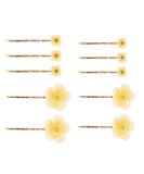 Fodattm 10PCS Yellow Flower Bobby Pin Hair Clips for Women - Wedding Bride Metal Hair Pins Side Clip Fashion Accessory - Buy Online on GoSupps.com