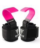 Professional Lifting Straps and Heavy Duty Hooks with Neoprene Padded Wrist Wraps - Ideal Gym Gloves for Weightlifting Support and Grip | Men Women Pair - Pink - Buy Online on GoSupps.com