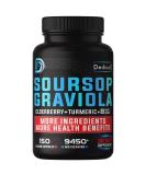 11in1 Graviola Soursop Leaves Capsules 9450mg - 5 Months Supply with Elderberry, Turmeric, Ginger & More - Mood, Immune & Body Health - 150 Vegan Capsules - Buy Online on GoSupps.com