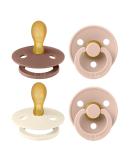 BIBS Colour Symmetrical Pacifier 4 Pack - BPA-Free Natural Rubber Latex Dummy for 0-6 Months - Blush Mix Made in Denmark - Buy Online on GoSupps.com