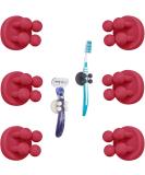 Tecbull Funny Hooks Toothbrush Holder & Razor Holder - No Drill Self-Adhesive Clamping Rack (6x Raspberry Red + 6x Replacement Pads) - Ideal Shower Organizer for Bathroom - Buy Online on GoSupps.com