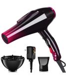 Ionic Hair Dryer 3500W - 3 Heat/2 Speed Settings 2 Nozzles & Diffuser - Professional Home Salon Use in Purple - Buy Online on GoSupps.com