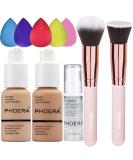 PHOERA Foundation 104 & 105 Set with Primer, Brushes, Makeup Sponge and Concealer - Full Coverage, Matte, Oil Control - 30ml - Buy Online on GoSupps.com