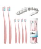 V-Shaped Orthodontic Toothbrush for Braces - 6 Count Ultra Soft Bristle Toothbrushes with Head Covers for Teens & Adults - Pink Braces Toothbrush Set - Buy Online on GoSupps.com