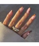 Sethexy French Short Square Glossy False Nails - 24Pcs Autumnal Brown Acrylic Stick on Nail Tips - Buy Online on GoSupps.com