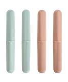 4 Pieces Toothbrush Case Set - Portable Storage Cover for Family & Travel - Plastic Toothbrush Etui in Pink & Green - Buy Online on GoSupps.com