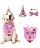 zukent Dog Birthday Bandana and Hat Cotton Triangle Scarf Birthday Party Supplies Headwear Caps for Pet Boy/Girl Pet Puppy Cat Grooming Supplies Celebration Birthday Decoration - Pink - Buy Online on GoSupps.com