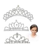 Princess Rhinestone Mini Tiaras for Women - 3 Piece Silver Tiara Set with Comb for Princess Party - Crown Favors - 1 Pack - Buy Online on GoSupps.com