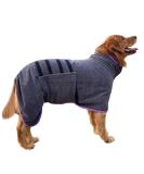 Bibykivn XL Gray Microfiber Dog Cuddle Bathrobe - Super Absorbent & Quick Drying Pet Robe with Velcro Fastener & Adjustable Straps for Dogs & Cats - Buy Online on GoSupps.com