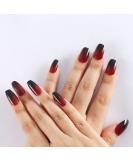SIUSIO 24Pcs Medium Ombre Coffin Nails - Red Wine Full Cover Press On Nail Art Tips for Women and Girls - Buy Online on GoSupps.com