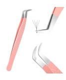 Lash Extension Nano Fiber Tip Tweezers - Professional Precision Pink Tweezers for Volume Lash Supplies - Buy Online on GoSupps.com