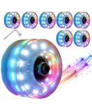 Nezylaf 8 Piece Light Up Roller Skate Wheels with Bearings - Indoor/Outdoor Double Row Skating - 32x58mm 78A - Luminous 6-Color LED - Buy Online on GoSupps.com