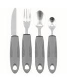 Adaptive Utensils 5Pcs Set for Hand Tremors & Arthritis - Non-Weighted Silverware with Non-Slip Handles - Ideal for Parkinson's & Elderly Use - Light Grey - Buy Online on GoSupps.com