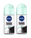 Nivea Invisible Black & White Fresh Anti-Perspirant Roll-On Deodorant - 2 Pack | Long-lasting Protection - Buy Online on GoSupps.com