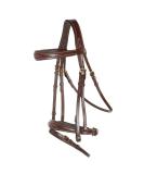 HORZE Sion Padded Leather Horse Snaffle Bridle with Flash Noseband and Rubberized Reins - Brown Horse - Buy Online on GoSupps.com