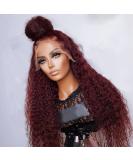 SISIFIRE Dark Burgundy Water Wave Lace Front Wig for Women - 99J Natural Curly Synthetic Hair | Heat Resistant Wet and Wavy Style in Dark Wine - Buy Online on GoSupps.com