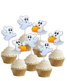 Halloween Ghosts Pumpkins Cupcakes Toppers Party Food Decorations Sticks Picks (24 Pack) - Buy Online on GoSupps.com