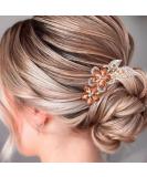 Bohend Rhinestone Flower Hair Comb - Champagne Wedding Hair Accessories for Women & Girls - Buy Online on GoSupps.com
